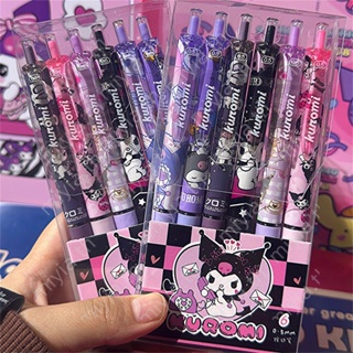6 ชิ้น/เซ็ต Sanrio Anime Series ดินสอ Kuromi Cinnamoroll การ์ตูนพิมพ์เจลปากกา Kawaii เครื่องเขียน 0.5 มม. ปากกาโรงเรียนปากกาของขวัญ miyia