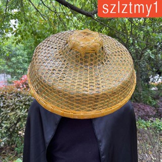 [szlztmy1] หมวกบักเก็ตถักไม้ไผ่ กันฝน เหมาะกับชายหาดกลางแจ้ง DIY