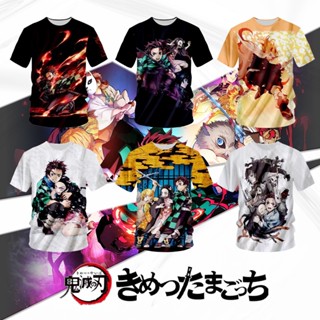 เสื้อยืดลําลอง พิมพ์ลาย Demon Slayer Kimetsu No Yaiba สไตล์ฮาราจูกุ