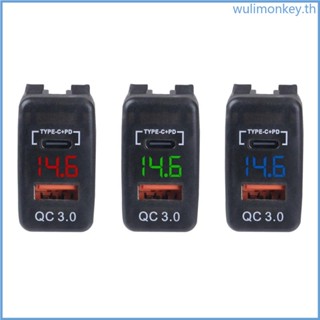Wu อะแดปเตอร์ซ็อกเก็ตชาร์จเร็ว 12-24V Type-C PD USB สําหรับรถยนต์