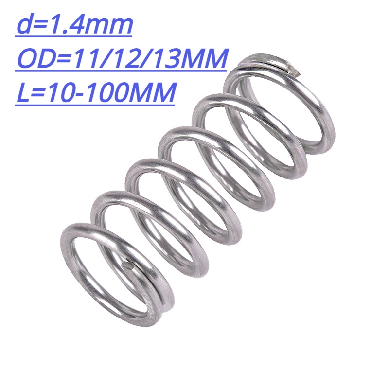 304 สแตนเลสสตีลสปริงกดสปริงกดสปริงลวด 1.4mm OD 11 12 13 มม. ความยาว 15-150 มม [XCF]