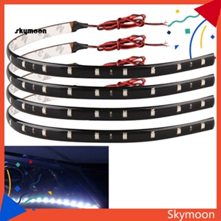 Skym* แถบไฟ LED 15 ดวง 3528 SMD กันน้ํา ยืดหยุ่น 30 ซม. สําหรับติดรถยนต์ รถบรรทุก 4 ชิ้น