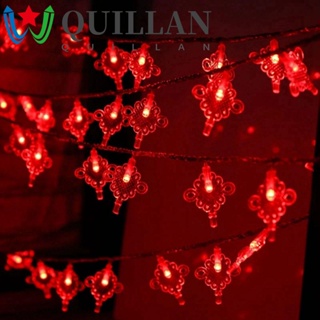 Quillan โคมไฟ สีแดง ใช้แบตเตอรี่ คริสต์มาส ปีใหม่ ไฟกลางคืน อุปกรณ์ปาร์ตี้ จีน แบบดั้งเดิม ปม ไฟตกแต่ง