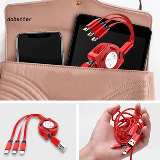 &lt;Dobetter&gt; 3 in 1 สายชาร์จ แบบถัก ยืดไสลด์ได้ ขนาดเล็ก สําหรับ iPhone Type-C Android Micro USB