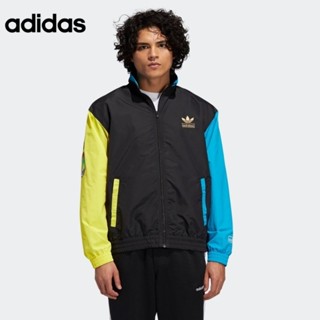 Adidas เสื้อโค้ทแจ็กเก็ต กันลม ทรงหลวม ขนาดใหญ่ มีซิป ของแท้ 100% สําหรับผู้ชาย GL5136