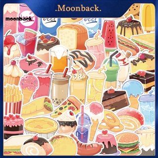 &lt;moonback&gt; สติกเกอร์ กันน้ํา ไม่ตกค้าง สําหรับติดตกแต่งกระเป๋าเดินทาง สมุดภาพ อาหาร ขนมหวาน 50 ชิ้น