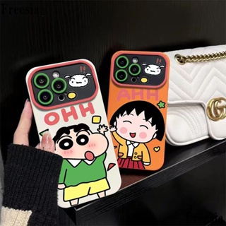 เคสโทรศัพท์มือถือคู่รัก แบบนิ่ม ลายการ์ตูนชินจัง ขนาดใหญ่ สําหรับ Apple Iphone 14promax 13pro 12 11 7p P2JW