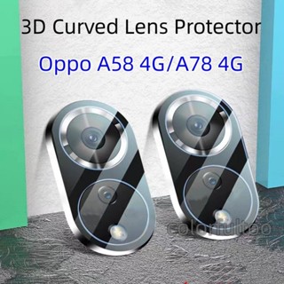 ฟิล์มกระจกนิรภัยใส กันรอยหน้าจอ 3D ป้องกันเลนส์กล้อง แบบโค้ง สําหรับ OPPO A58 A78 NFC A78NFC A58NFC OppoA58 OppoA78 4G 5G
