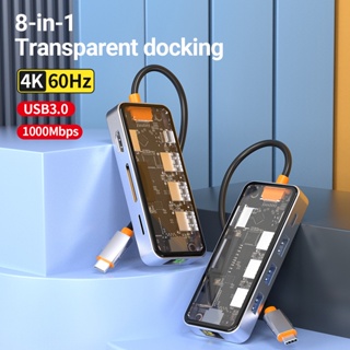 8in1 อะแดปเตอร์ฮับ Type-C USB C เป็น HDMI RJ45 SD TF 100W PD UBS3.0 สําหรับแล็ปท็อป โทรศัพท์ แท็บเล็ต สวิตช์ Type C