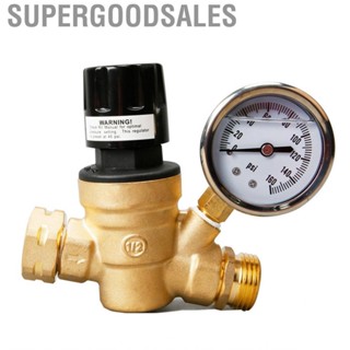 Supergoodsales Water Pressure Regulator Valve  3/4in NH Thread High Hardness with Gauge for Trailer