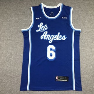Lakers No. แฟชั่นคลาสสิก เสื้อกีฬา คอกลม ปักลาย James No. สีเหลือง 6 ชิ้น ชุดเครื่องแบบบาสเก็ตบอล ลาย 7 Antony 0 Westbrook มีสีดํา สีขาว 494407