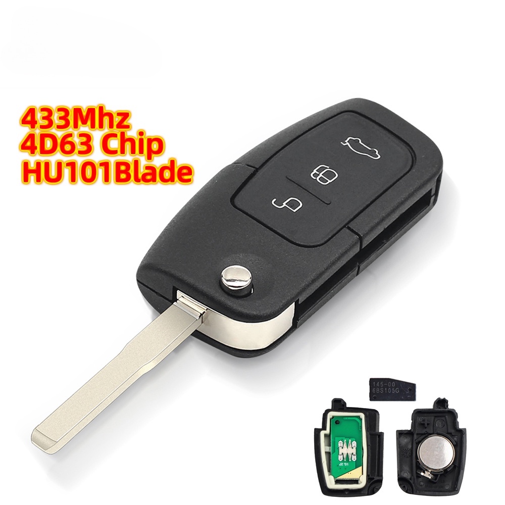 รีโมตกุญแจรถยนต์ 433MHz 4D63 ชิป 3 ปุ่ม 40 บิต สําหรับ Ford Focus 3 2 Mondeo Fiesta