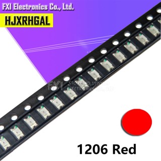 ไดโอดไฟ LED 1206 SMD สีแดง ขายดี 100 ชิ้น