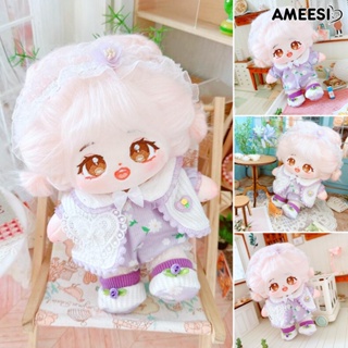 Ameesi ชุดจั๊มสูท ที่คาดผม ผ้าฝ้าย แบบนิ่ม พิมพ์ลายลูกไม้ 20 ซม. อุปกรณ์เสริม สําหรับตุ๊กตา 1 ชุด