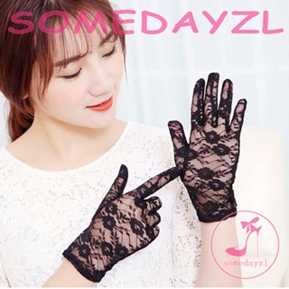 Somedayzl ถุงมือผู้หญิง ใส ฤดูร้อน Jacquard โลลิต้า ขี่จักรยาน กันแดด สั้น ลูกไม้ ถุงมือ