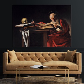 Caravaggio Saint Jerome ภาพวาดผ้าใบ สไตล์วินเทจ สําหรับตกแต่งผนังบ้าน ห้องนั่งเล่น