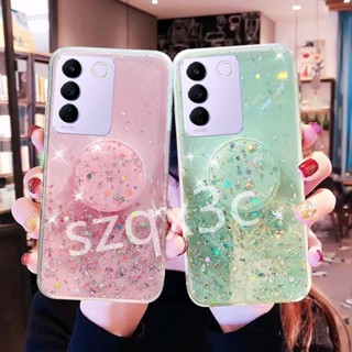 พร้อมส่ง เคสโทรศัพท์มือถือเจลนิ่ม แบบใส ลายท้องฟ้ากลางคืน พร้อมขาตั้ง สําหรับ VIVO V29 Y78 Y27 Y36 Y02 Y02A Y02T V27 V27e V25e V25 Pro 5G 4G Y78