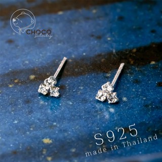 S925 ต่างหูเงินแท้เพชรสามเม็ด EY05 Sterling silver earrings