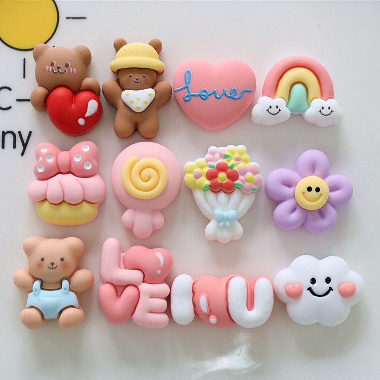 Jibitz จี้รูปอมยิ้ม และเมฆน่ารัก สีรุ้ง เครื่องประดับ สําหรับตกแต่งรองเท้า Diy