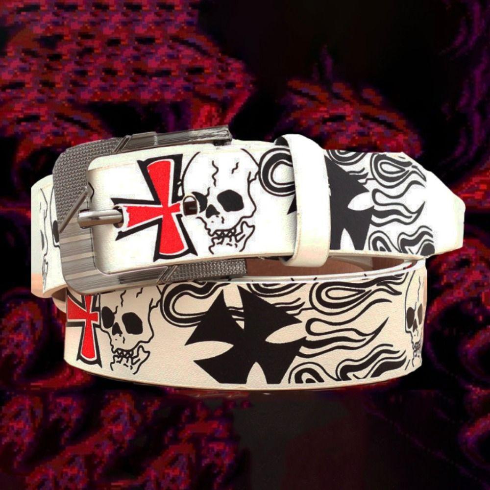 Leota เข็มขัดหนัง PU หัวเข็มขัด Y2K เข้ากับทุกการแต่งกาย สไตล์เกาหลี พังก์ สําหรับผู้ชาย - รูปที่ 4