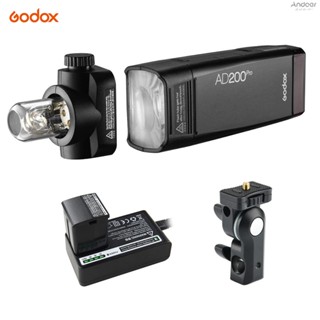 Godox AD200Pro Pocket Flash Portable Wireless TTL Flash with Changeable Flash Head (Speedlite/Bare Bulb) GN52 GN60 1/8000s HSS 2.4G Wireless X System 200W for   Fujifilm O