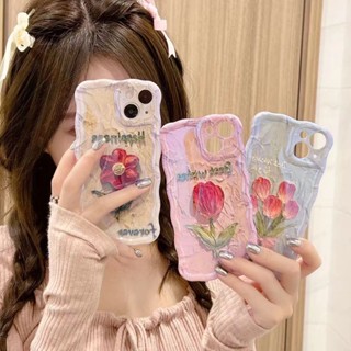 เคสโทรศัพท์มือถือ ซิลิโคนนิ่ม กันกระแทก ลายดอกทิวลิปน่ารัก สีฟ้าอ่อน สําหรับ iPhone14 14promax iPhone11 iPhone12 12promax 12pro iPhone13 13promax 13pro