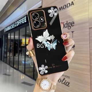 ใหม่ พร้อมส่ง เคสโทรศัพท์มือถือนิ่ม ปิดด้านหลัง ลายผีเสื้อ ประดับเพชร แวววาว สําหรับ Realme C51 NFC C53 REALMEC51 2023