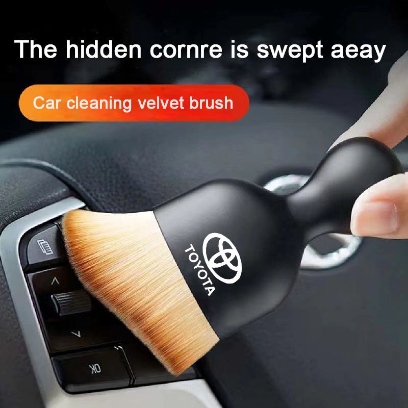 Toyota Wish Vios Corolla Cross Hilux Revo Avanza Hiace Rush Altis Camry Fortuner Harrier Innova Yaris แปรงทําความสะอาดช่องทางออก มือจับสุดเท่ พร้อมแปรงขนนุ่ม แปรงโค้งหัก