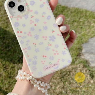 For เคสไอโฟน 14 Pro Max [Mini Flower Cherry] เคส Phone Case For iPhone 14 Pro Max Plus 13 12 Mini 11 For เคสไอโฟน11 Ins Korean Style Retro Classic Couple Shockproof Protective TPU Cover Shell