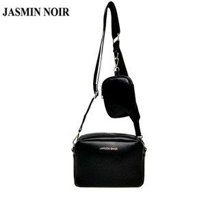 Jasmin NOIR กระเป๋าสะพายไหล่ หนัง PU ทรงสี่เหลี่ยม ขนาดเล็ก สไตล์เรโทร พร้อมกระเป๋า สําหรับผู้หญิง