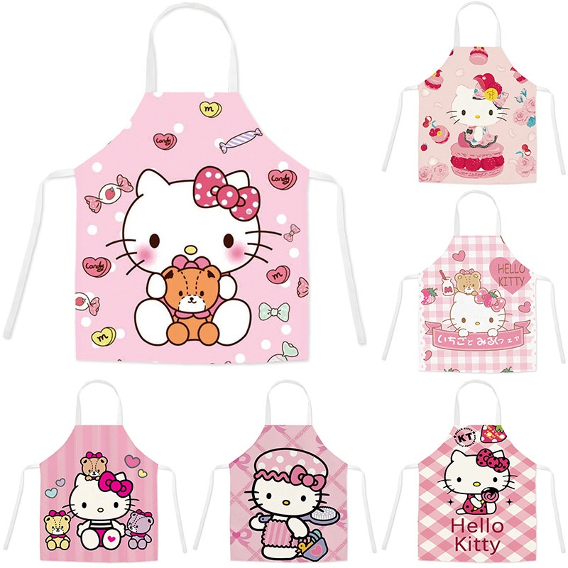 ผ้ากันเปื้อน แขนกุด กันน้ํา กันน้ํามัน ลาย Hello Kitty สําหรับทําอาหาร