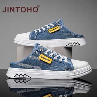 Jintoho รองเท้าแตะลําลอง ผ้าใบ ยาง กันลื่น แฟชั่นสําหรับผู้ชาย เหมาะกับการเล่นกีฬา กลางแจ้ง