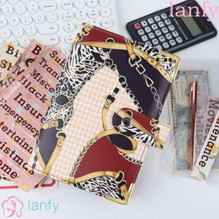 Lanfy สมุดโน้ตไดอารี่ แพลนเนอร์ แพลนเนอร์ หนัง PU มีซิป ขนาด A6