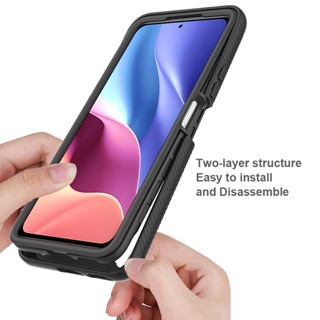 2 In 1 // tow in one Transparent Clear Thickened Shockproof Case Xiaomi Redmi Note12 Pro note 11 11s 10 10s Pro note11pro+ Fall Prevention Case Back Cover