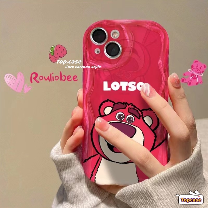 เคสโทรศัพท์มือถือ ซิลิโคนนิ่ม กันกระแทก ลายการ์ตูนหมีสตรอเบอร์รี่ สําหรับ iPhone15 14 13 12 11 Pro Max X Xr Xs 8 7 6 Plus SE 2020