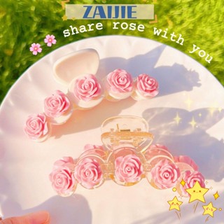 ZAIJIE Large Hairpin Catch Clip Female Hair Accessories Shark Clip Rose Flower Resin Gentle Fashion Hair Claw