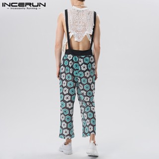 Incerun กางเกงขากว้าง แต่งลูกไม้