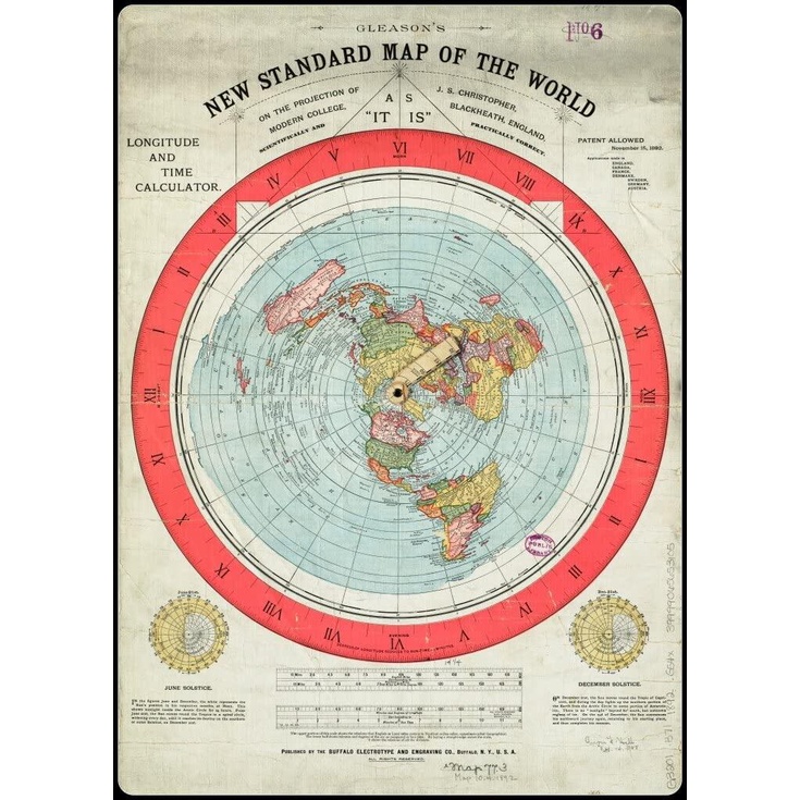 Gleasons New Standard Map of The World [Flat Earth] Canvas Art Print