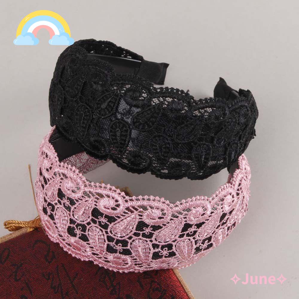June ที่คาดผม แต่งลูกไม้ กันลื่น แต่งรูกลวง สําหรับผู้หญิง