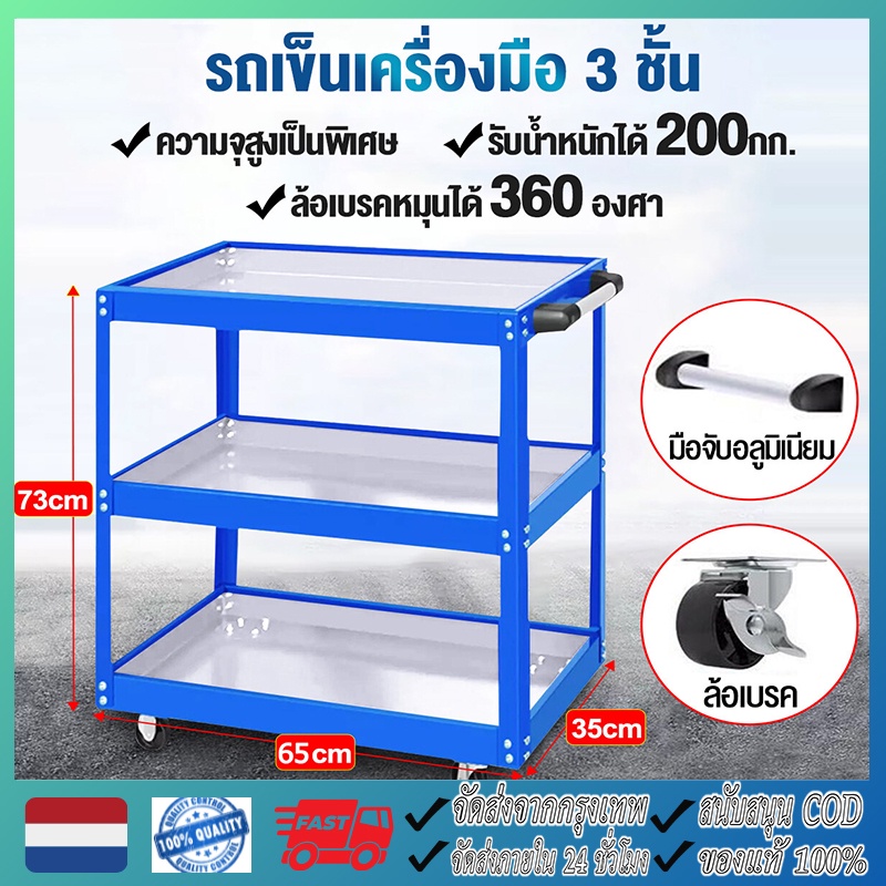 【จัดส่งฟรี】ชั้นวางเครื่องมือ 3ชั้น okura รับนน.สูงสุดถึง 200 กก.