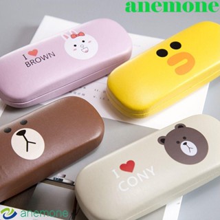 Anemone กล่องแว่นอ่านหนังสือ หนัง PU ลายการ์ตูนหมีน่ารัก แบบพกพา สําหรับผู้หญิง