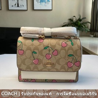 COACH ce610 klare กระเป๋าสะพายไหล่ผู้หญิง/กระเป๋าออร์แกน/พิมพ์ลายเชอร์รี่/ดีไซน์ฝาพับ