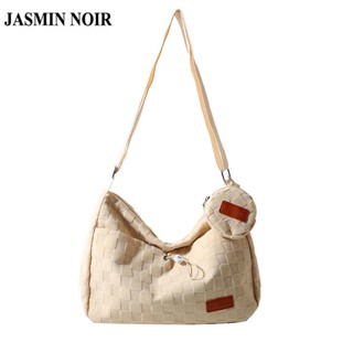 Jasmin NOIR กระเป๋าสะพายข้าง ผ้าแคนวาส ลายสก๊อต ขนาดเล็ก แฟชั่นสไตล์เกาหลี สําหรับผู้หญิง