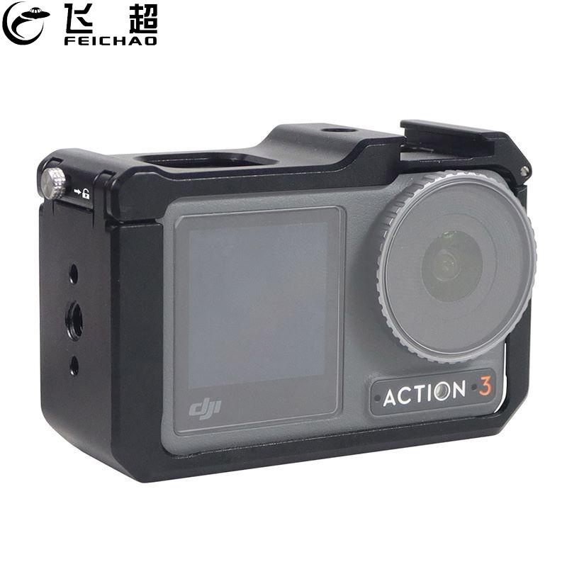 Feichao ใช้งานร่วมกับ DJI OSMO Action 5pro/4/3 กล้องกรงกรอบป้องกันขยายกรณีรองเท้าเย็น Arri Hole