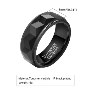Vnox แหวนแต่งงาน ทังสเตนอัลลอย โลหะ สีดํา 8 มม. แฟชั่น สําหรับผู้ชาย