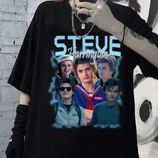 GSI  เสื้อยืดโอเวอร์ไซส์Lyzh เสื้อยืดแขนสั้น คอกลม พิมพ์ลาย Seve Harringon 90s Ullzang ซีซั่น 4 V แฟชั่นฤดูร้อนS-4XL