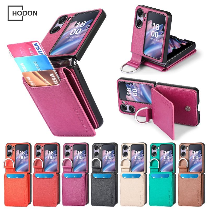 N3flip เคสโทรศัพท์มือถือหนัง ฝาพับแม่เหล็ก กันกระแทก พร้อมช่องใส่บัตร และแหวนขาตั้ง สําหรับ Oppo Find N2 N3 Flip 5G N2flip