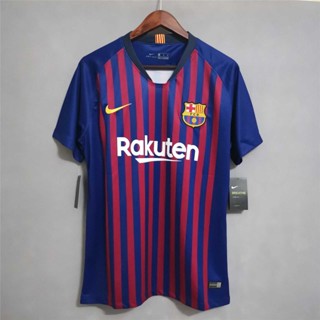 เสื้อกีฬาแขนสั้น ลายทีมชาติฟุตบอล Barcelona 18 19 ชุดเหย้า สไตล์เรโทร