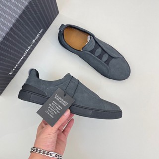 Zegna Jegna รองเท้ากีฬาลําลอง หนังนิ่ม ข้อสั้น คุณภาพสูง สําหรับผู้ชาย