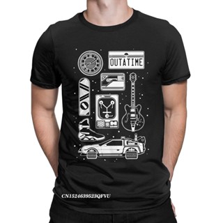 เสื้อยืดคอกลม แขนสั้น ผ้าฝ้ายแท้ พิมพ์ลายภาพยนตร์ไซไฟ Back to the Future DeLorean สําหรับเด็กผู้ชาย และผู้หญิง